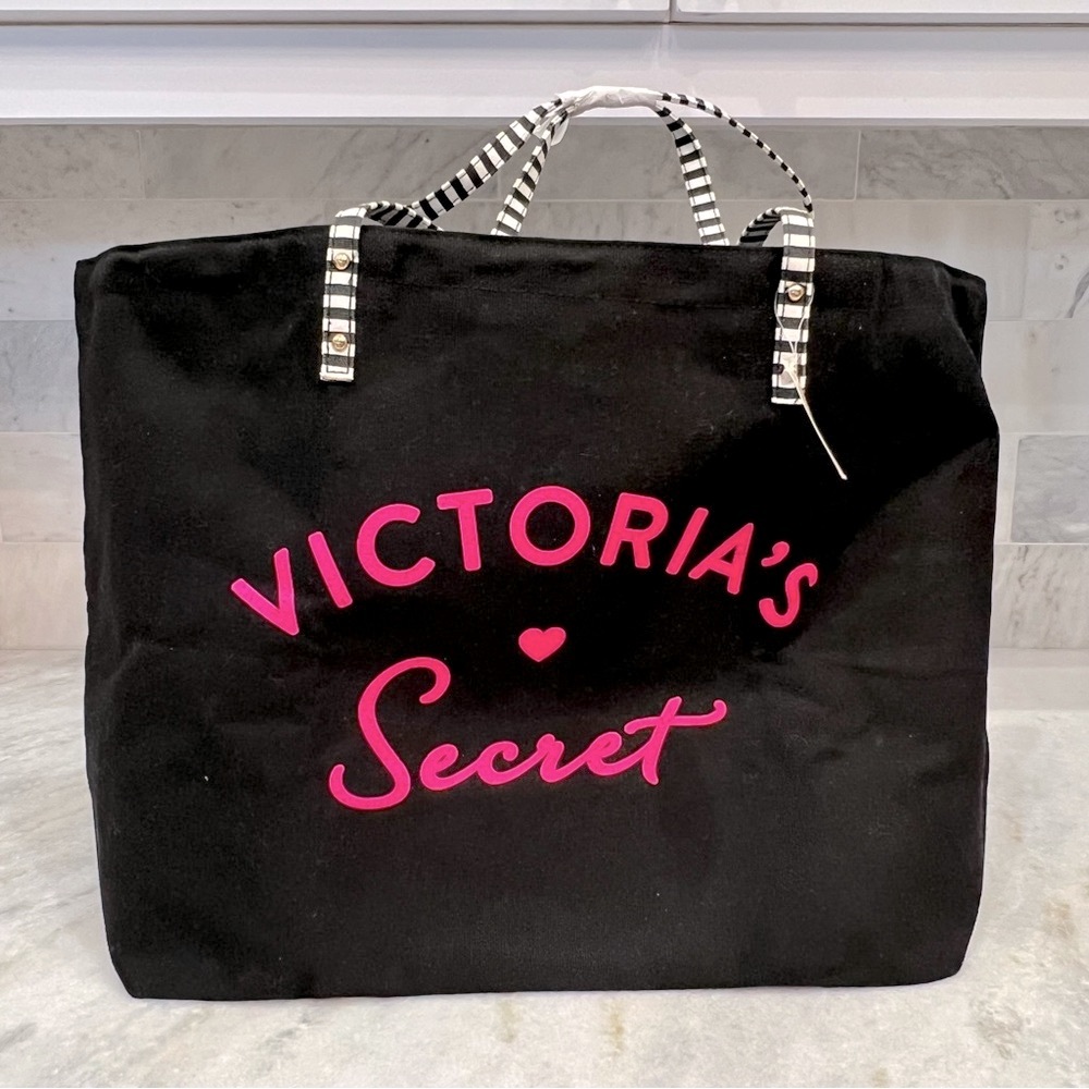 Victoria’s Secret Large Black Canvas Weekender Tote